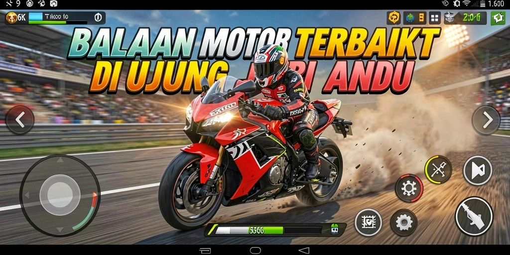 Gameplay seru dan mendebarkan dalam balapan motor.