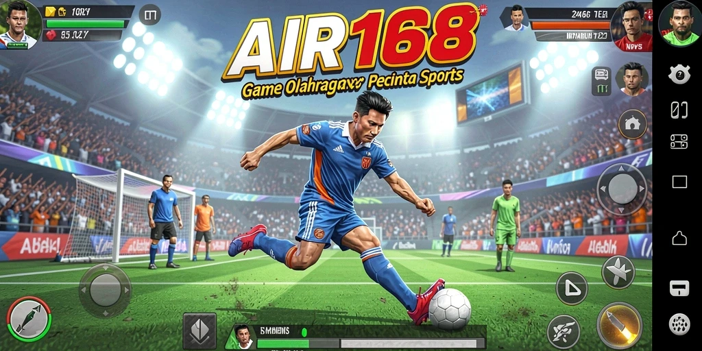 Tangkapan layar utama AIR168 menampilkan aksi seru dalam permainan olahraga.