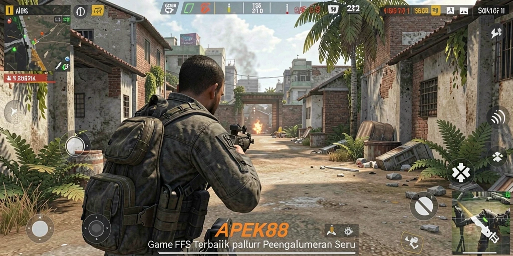 Gameplay mendebarkan APEK88 dengan pertempuran seru di medan perang.