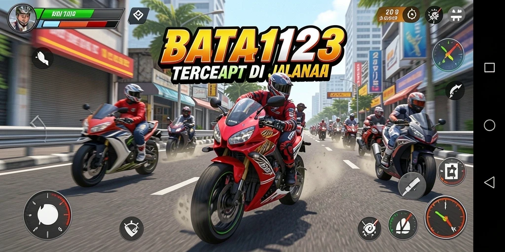 Screenshot BATA123 menunjukkan aksi balapan motor yang mendebarkan.