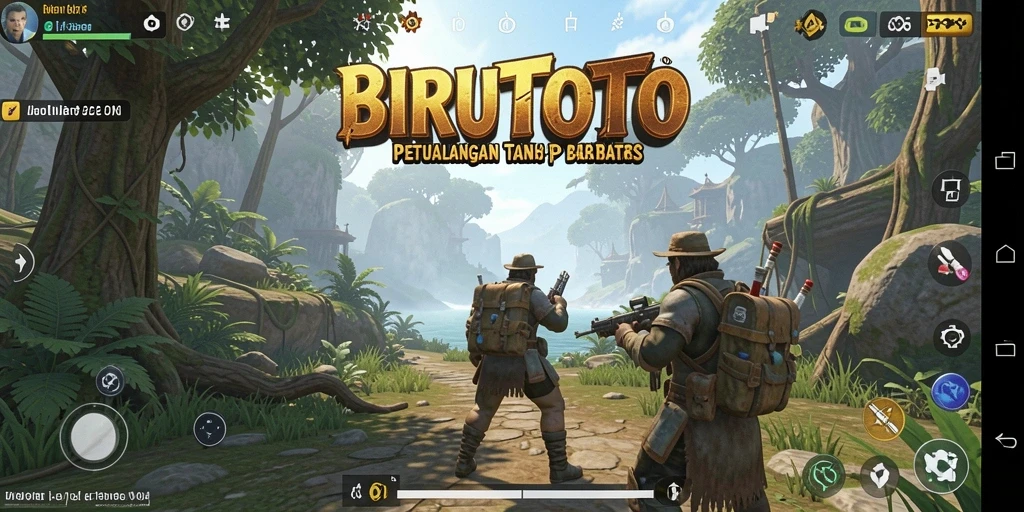 Tampilan gameplay BIRUTOTO yang menampilkan dunia terbuka yang luas dan indah.
