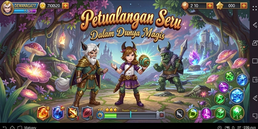 Tampilan gameplay seru dalam DEWANAGA77 menunjukkan petualangan yang menantang.
