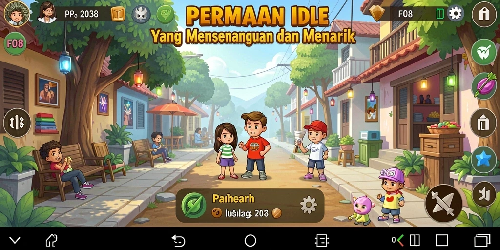 Tangkapan layar menampilkan karakter yang aktif dalam gameplay Idle F08.