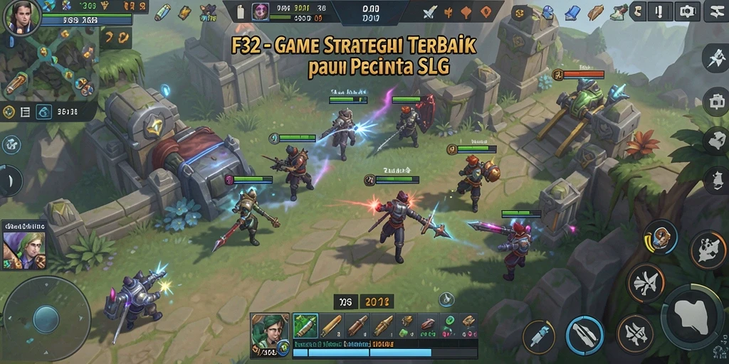 Screenshot F32 menampilkan aksi pertempuran epik dalam game SLG.