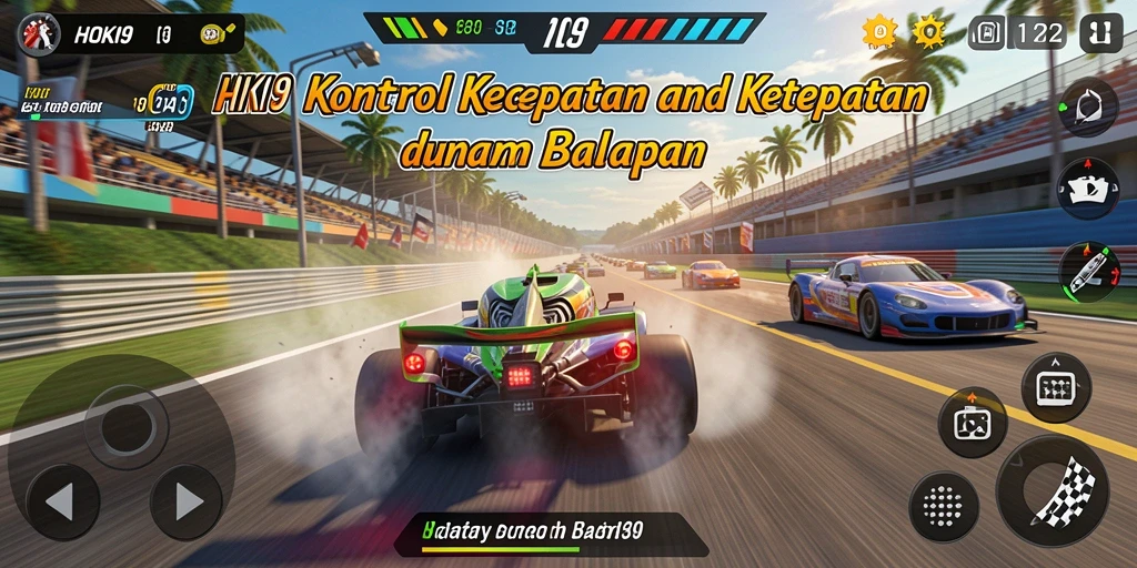 Tampilan gameplay HOKI9 yang mendebarkan saat berlomba di lintasan.