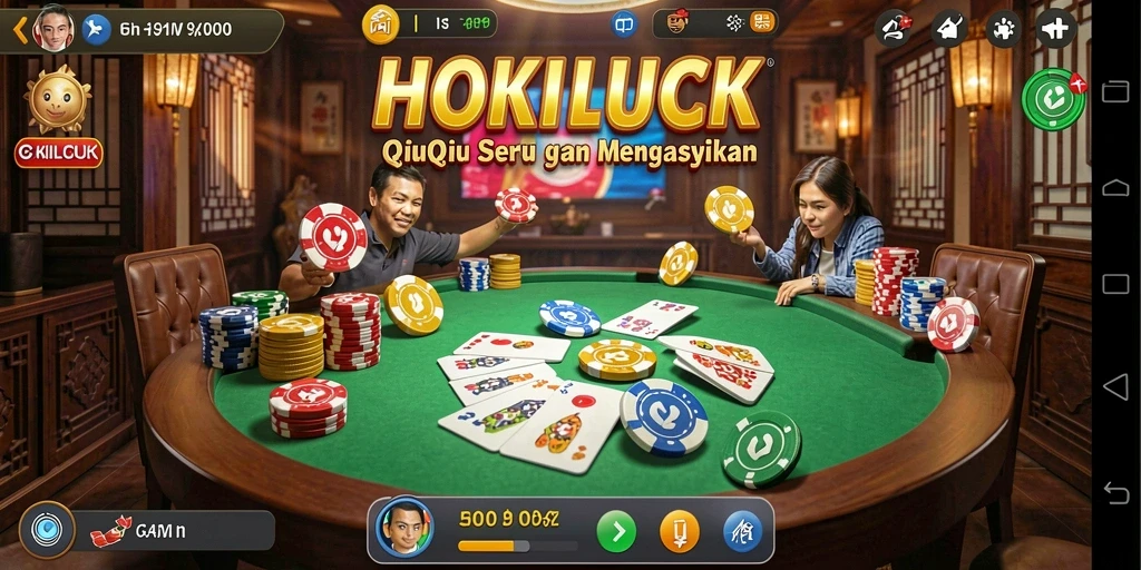 Screenshot gameplay HOKILUCK dengan aksi QiuQiu yang seru.