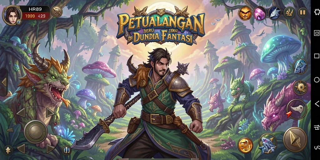 Screenshot utama HR89 menampilkan karakter utama dalam aksi petualangan yang menegangkan.