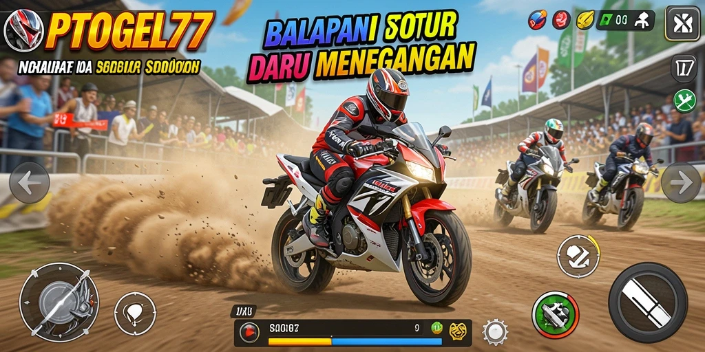 Screenshot utama JPTOGEL77 menunjukkan aksi balapan motor yang mendebarkan.