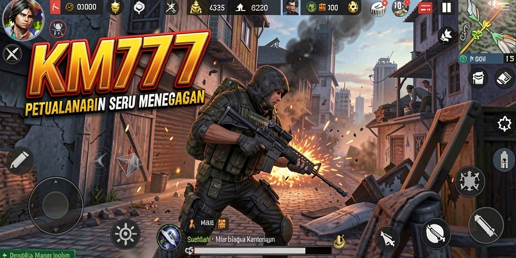 Tampilan gameplay KM777 yang menegangkan dan menawan dengan banyak aksi.