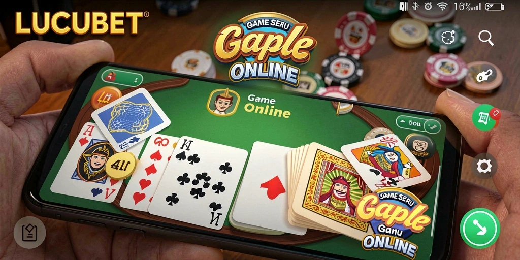 Tampilan gameplay seru dalam LUCUBET saat bermain Gaple.