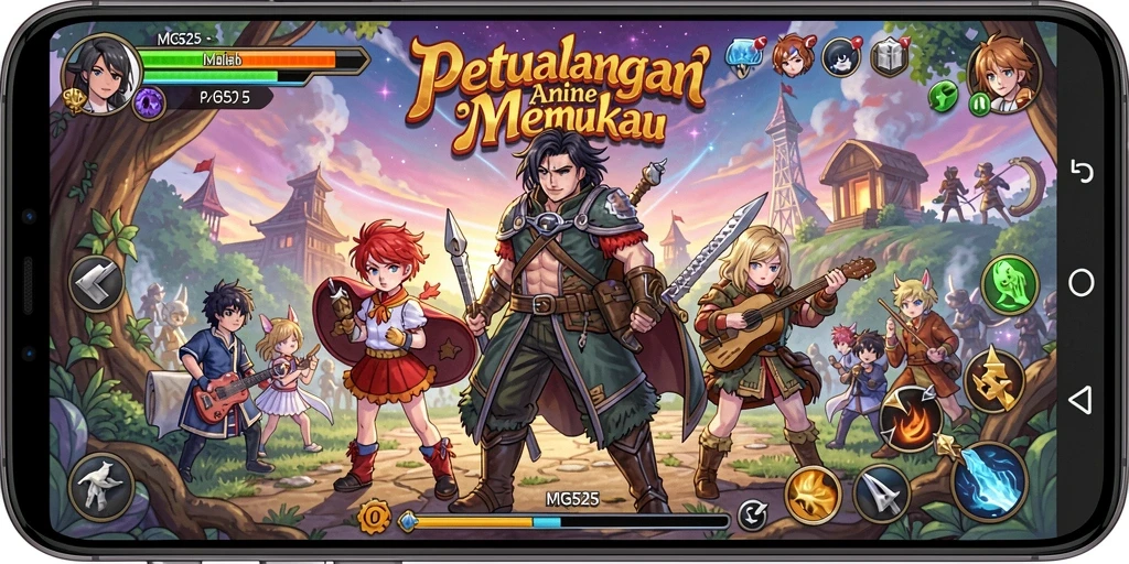 Screenshot Gameplay MG525 yang menampilkan pertarungan epik dalam dunia Anime.