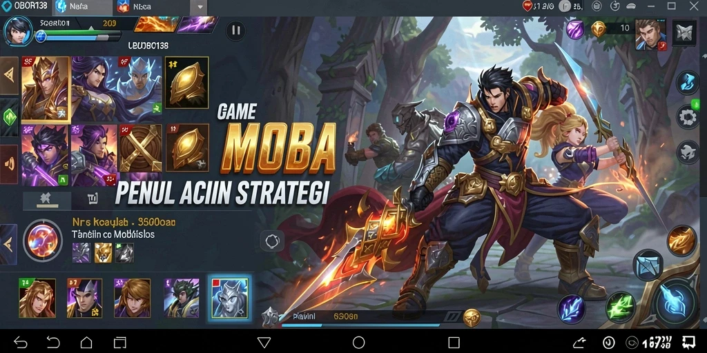 Tangkapan layar utama OBOR138 menampilkan pertempuran intens di arena MOBA.