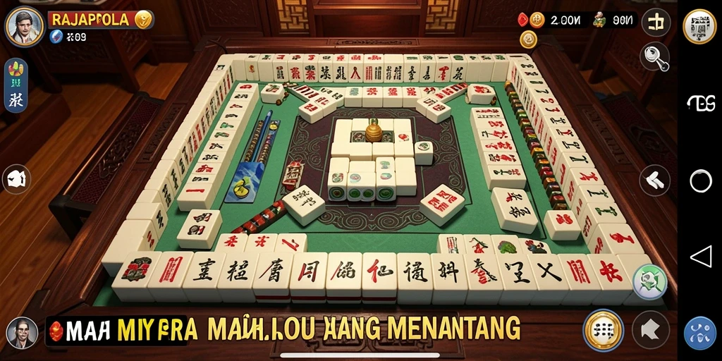 Screenshot gameplay RAJAPOLA yang menampilkan tantangan Mahjong.