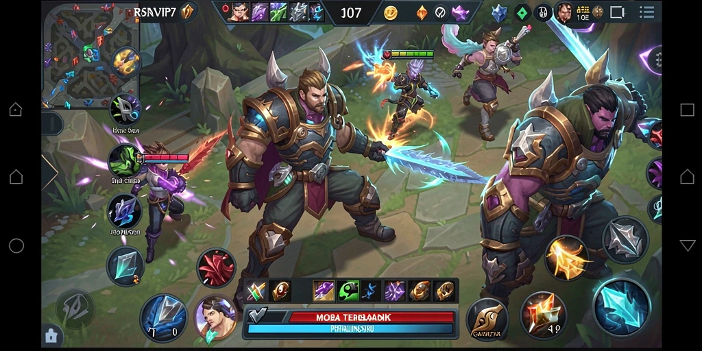 Screenshot RSNVIP7 menampilkan aksi pertarungan tim yang intens.