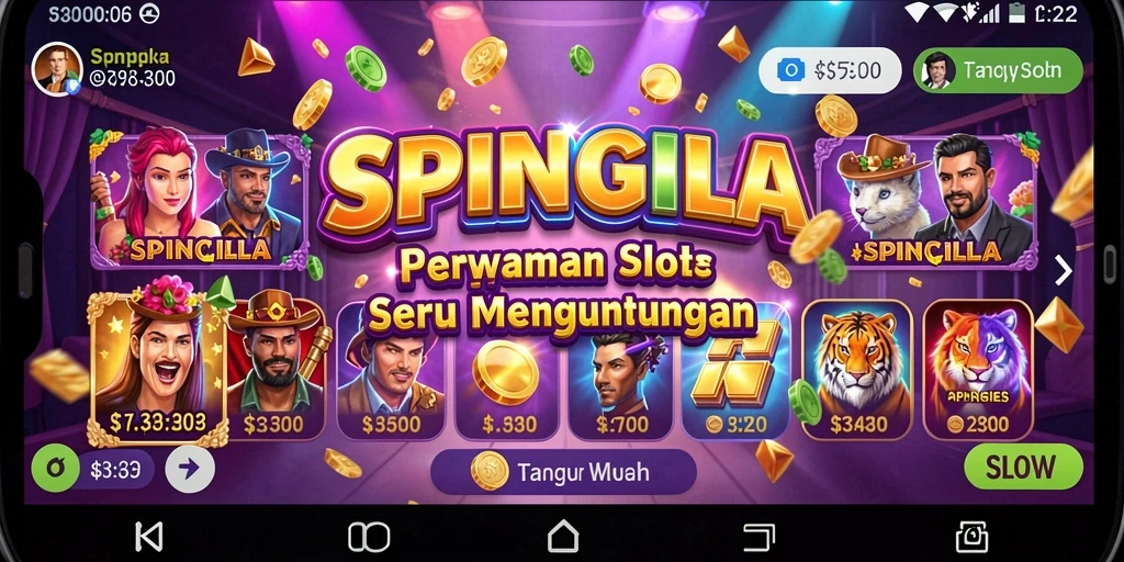 Screenshot utama SPINGILA menunjukkan gameplay slot yang seru dan menarik.