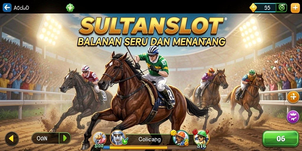 Tampilan gameplay SULTANSLOT yang mendebarkan saat balapan.
