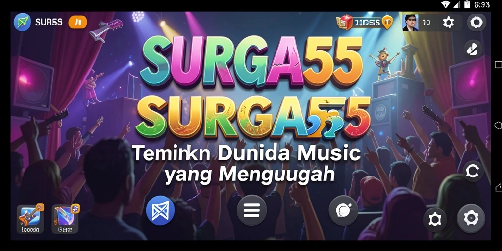 Screenshot SURGA55 menampilkan antarmuka permainan musik yang menarik.