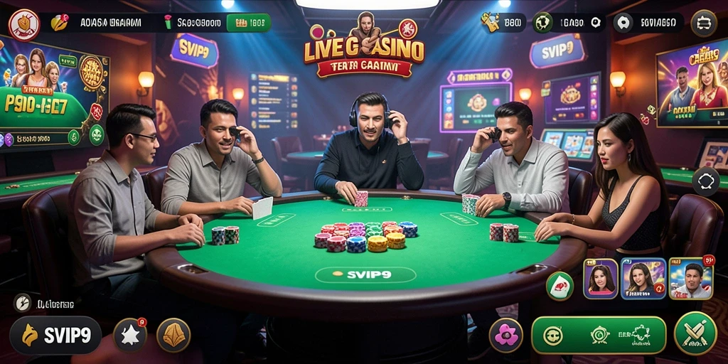 Gameplay SVIP9 yang menarik dengan dealer langsung di Live Casino.