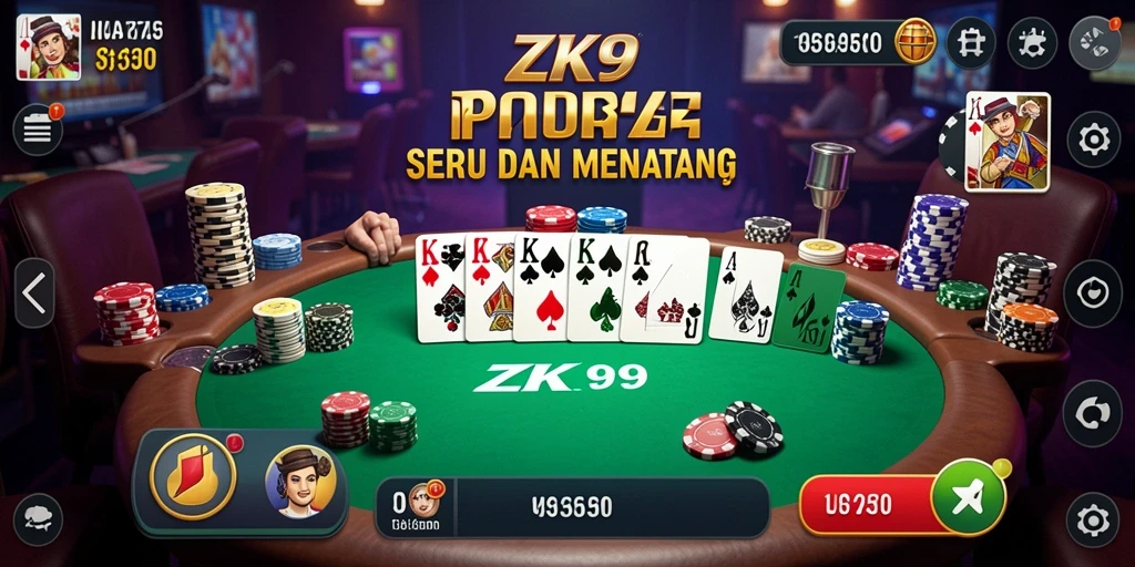 Tampilan gameplay ZK9 yang mendebarkan saat bermain poker.